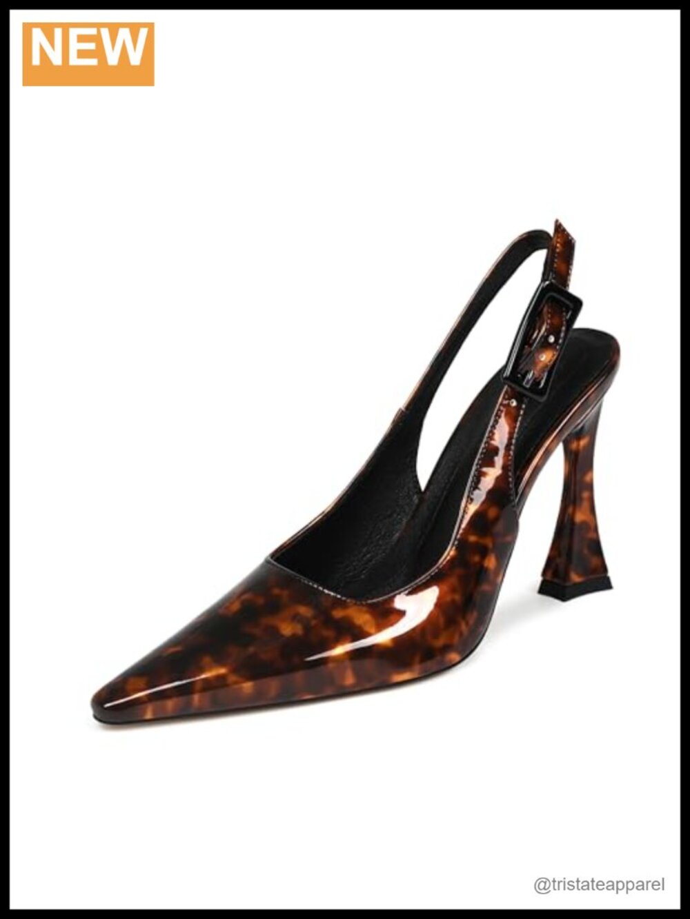 Slingback Pointed Toe Stiletto Pumps Faux Leather Buckle High Heels